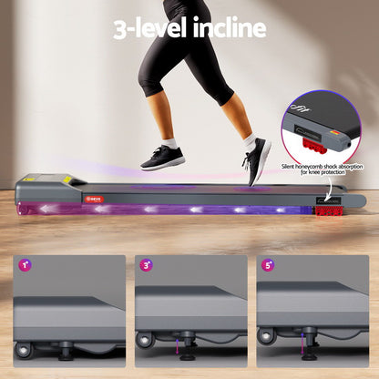Everfit Treadmill Electric Walking Pad Incline Under Desk Home Gym 380mm Grey-Sports &amp; Fitness &gt; Exercise, Gym &amp; Fitness &gt; Treadmills-PEROZ Accessories