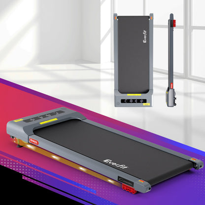 Everfit Treadmill Electric Walking Pad Incline Under Desk Home Gym 380mm Grey-Sports &amp; Fitness &gt; Exercise, Gym &amp; Fitness &gt; Treadmills-PEROZ Accessories