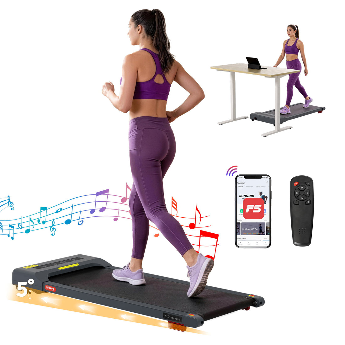 Everfit Treadmill Electric Walking Pad Incline Under Desk Home Gym 380mm Grey-Sports &amp; Fitness > Exercise, Gym &amp; Fitness > Treadmills-PEROZ Accessories