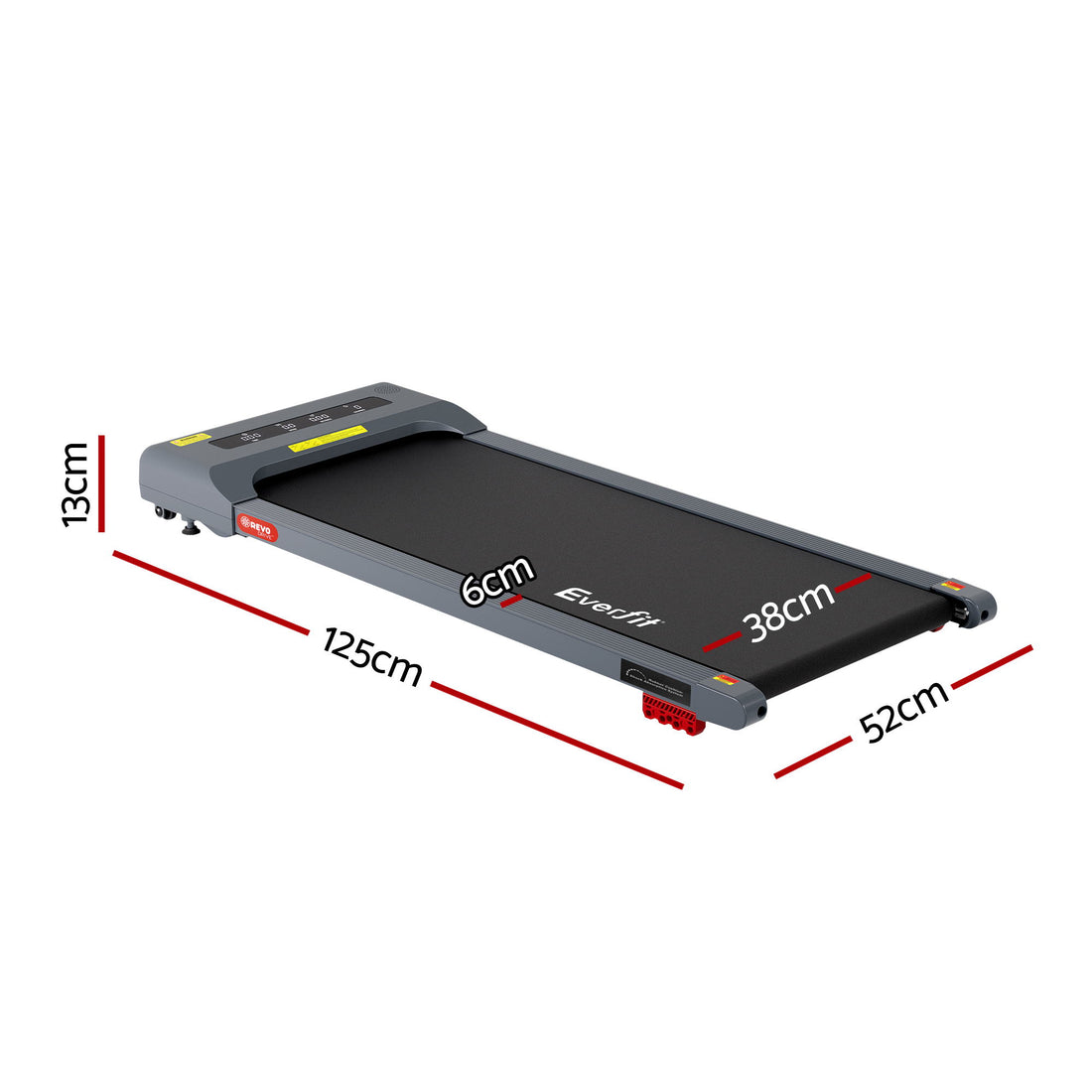 Everfit Treadmill Electric Walking Pad Incline Under Desk Home Gym 380mm Grey-Sports &amp; Fitness > Exercise, Gym &amp; Fitness > Treadmills-PEROZ Accessories