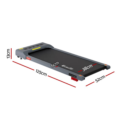Everfit Treadmill Electric Walking Pad Incline Under Desk Home Gym 380mm Grey-Sports &amp; Fitness > Exercise, Gym &amp; Fitness > Treadmills-PEROZ Accessories