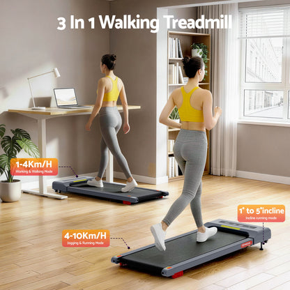 Everfit Treadmill Electric Walking Pad Incline Under Desk Home Gym 380mm Grey-Sports &amp; Fitness > Exercise, Gym &amp; Fitness > Treadmills-PEROZ Accessories