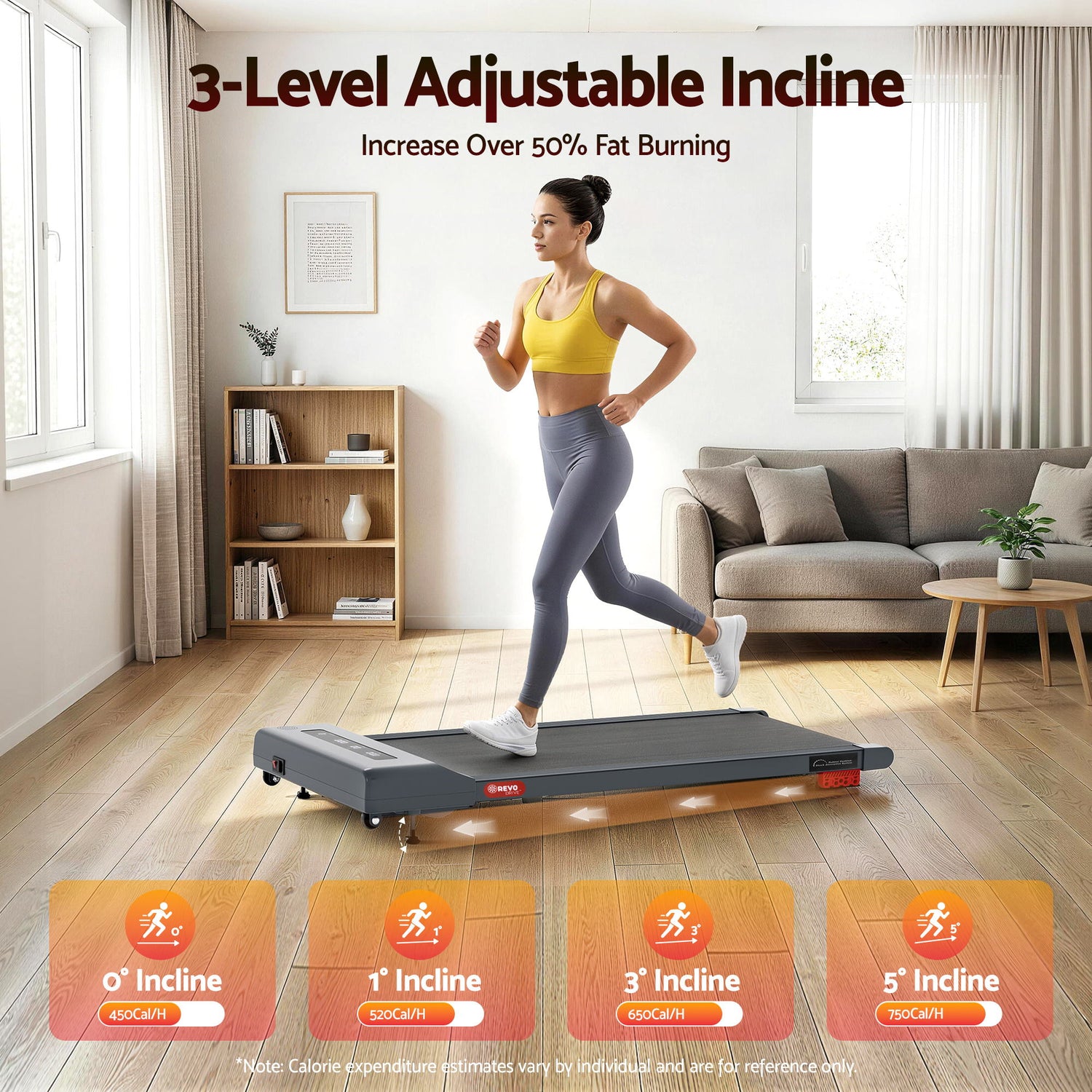 Everfit Treadmill Electric Walking Pad Incline Under Desk Home Gym 380mm Grey-Sports &amp; Fitness > Exercise, Gym &amp; Fitness > Treadmills-PEROZ Accessories