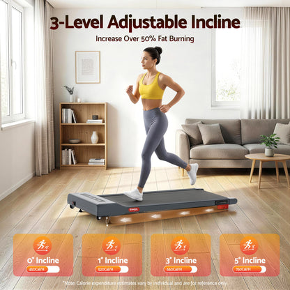 Everfit Treadmill Electric Walking Pad Incline Under Desk Home Gym 380mm Grey-Sports &amp; Fitness > Exercise, Gym &amp; Fitness > Treadmills-PEROZ Accessories