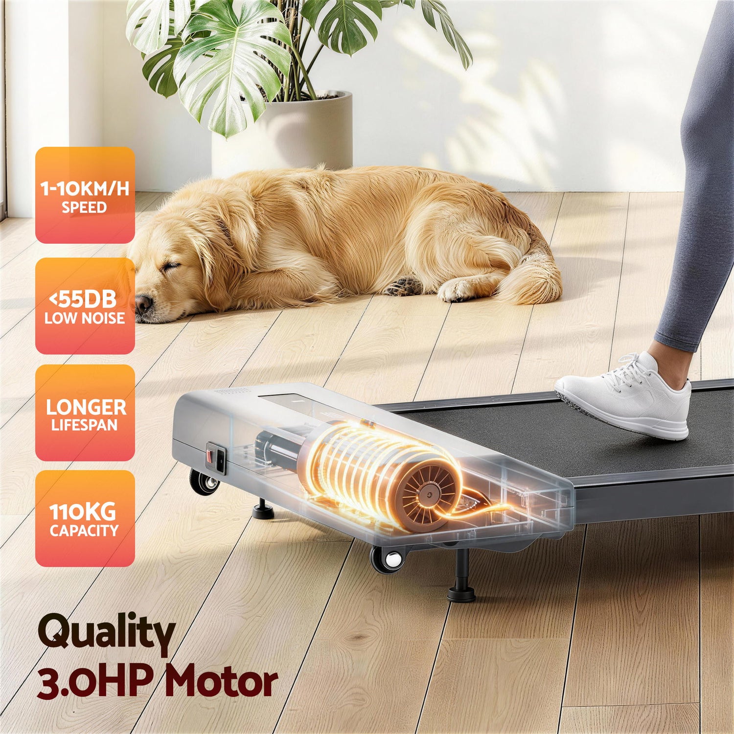 Everfit Treadmill Electric Walking Pad Incline Under Desk Home Gym 380mm Grey-Sports &amp; Fitness > Exercise, Gym &amp; Fitness > Treadmills-PEROZ Accessories