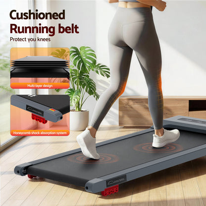 Everfit Treadmill Electric Walking Pad Incline Under Desk Home Gym 380mm Grey-Sports &amp; Fitness > Exercise, Gym &amp; Fitness > Treadmills-PEROZ Accessories