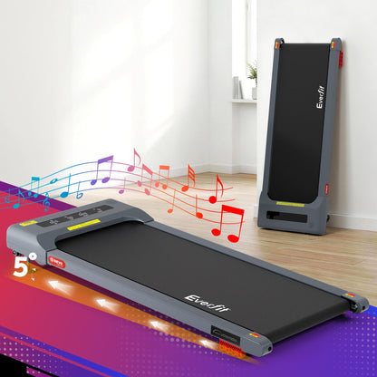 Everfit Treadmill Electric Walking Pad Incline Under Desk Home Gym 380mm Grey-Sports &amp; Fitness > Exercise, Gym &amp; Fitness > Treadmills-PEROZ Accessories