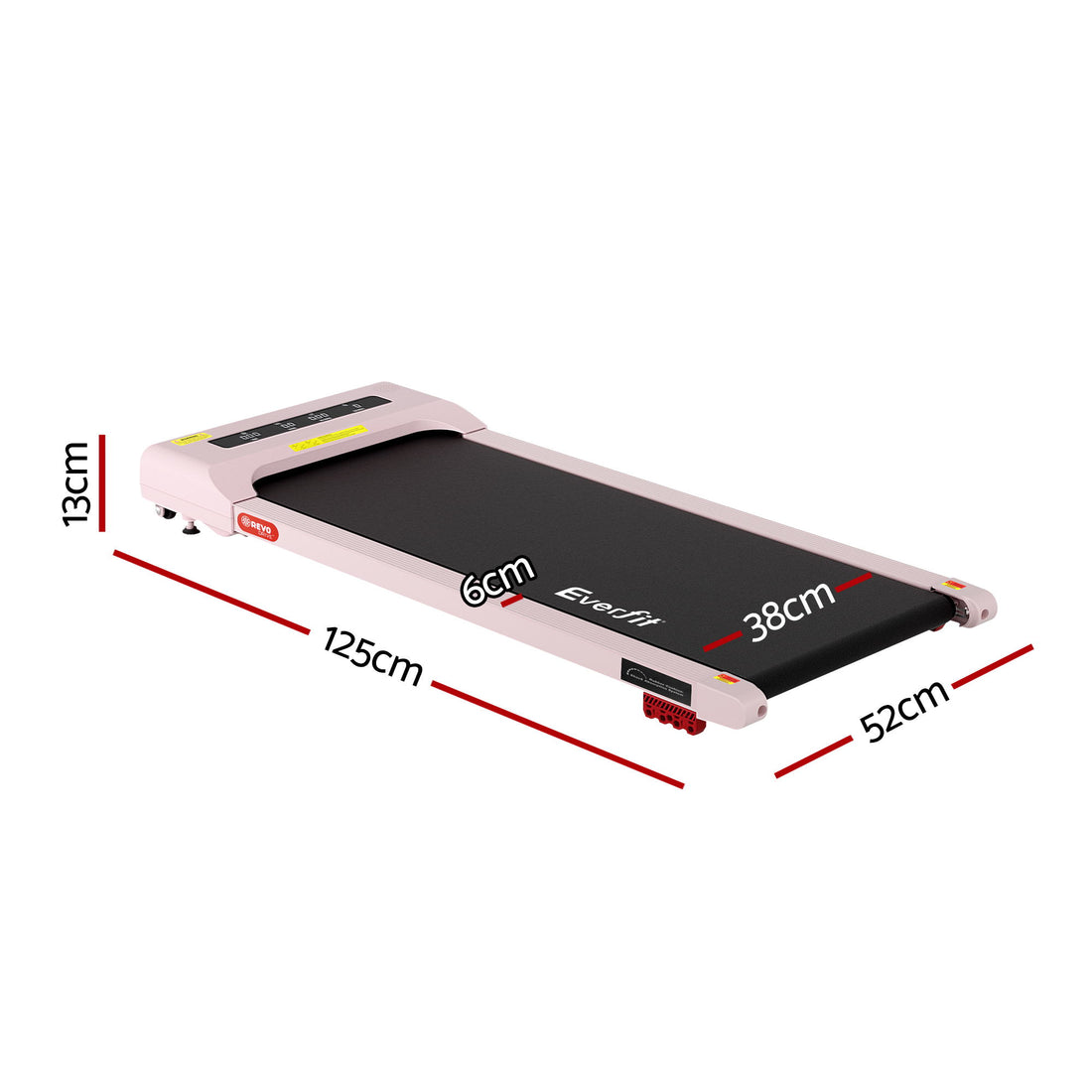 Everfit Treadmill Electric Walking Pad Incline Under Desk Home Gym 380mm Pink-Sports &amp; Fitness > Exercise, Gym &amp; Fitness > Treadmills-PEROZ Accessories
