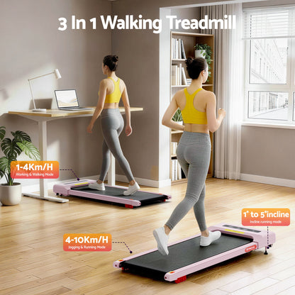 Everfit Treadmill Electric Walking Pad Incline Under Desk Home Gym 380mm Pink-Sports &amp; Fitness > Exercise, Gym &amp; Fitness > Treadmills-PEROZ Accessories