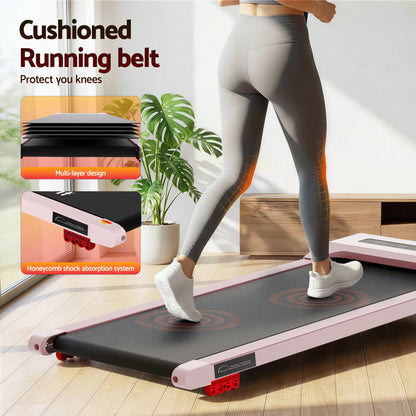 Everfit Treadmill Electric Walking Pad Incline Under Desk Home Gym 380mm Pink-Sports &amp; Fitness > Exercise, Gym &amp; Fitness > Treadmills-PEROZ Accessories