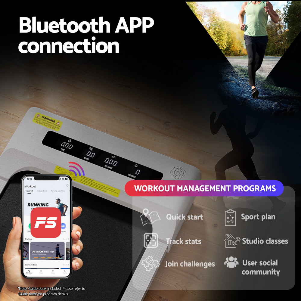 Everfit Treadmill Electric Walking Pad Incline Under Desk Home Gym 380mm White-Sports &amp; Fitness &gt; Exercise, Gym &amp; Fitness &gt; Treadmills-PEROZ Accessories