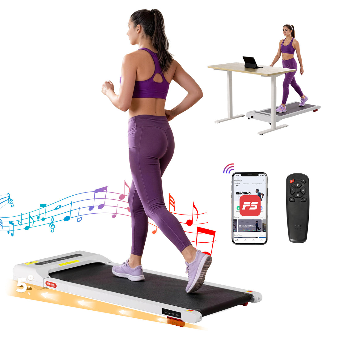 Everfit Treadmill Electric Walking Pad Incline Under Desk Home Gym 380mm White-Sports &amp; Fitness > Exercise, Gym &amp; Fitness > Treadmills-PEROZ Accessories