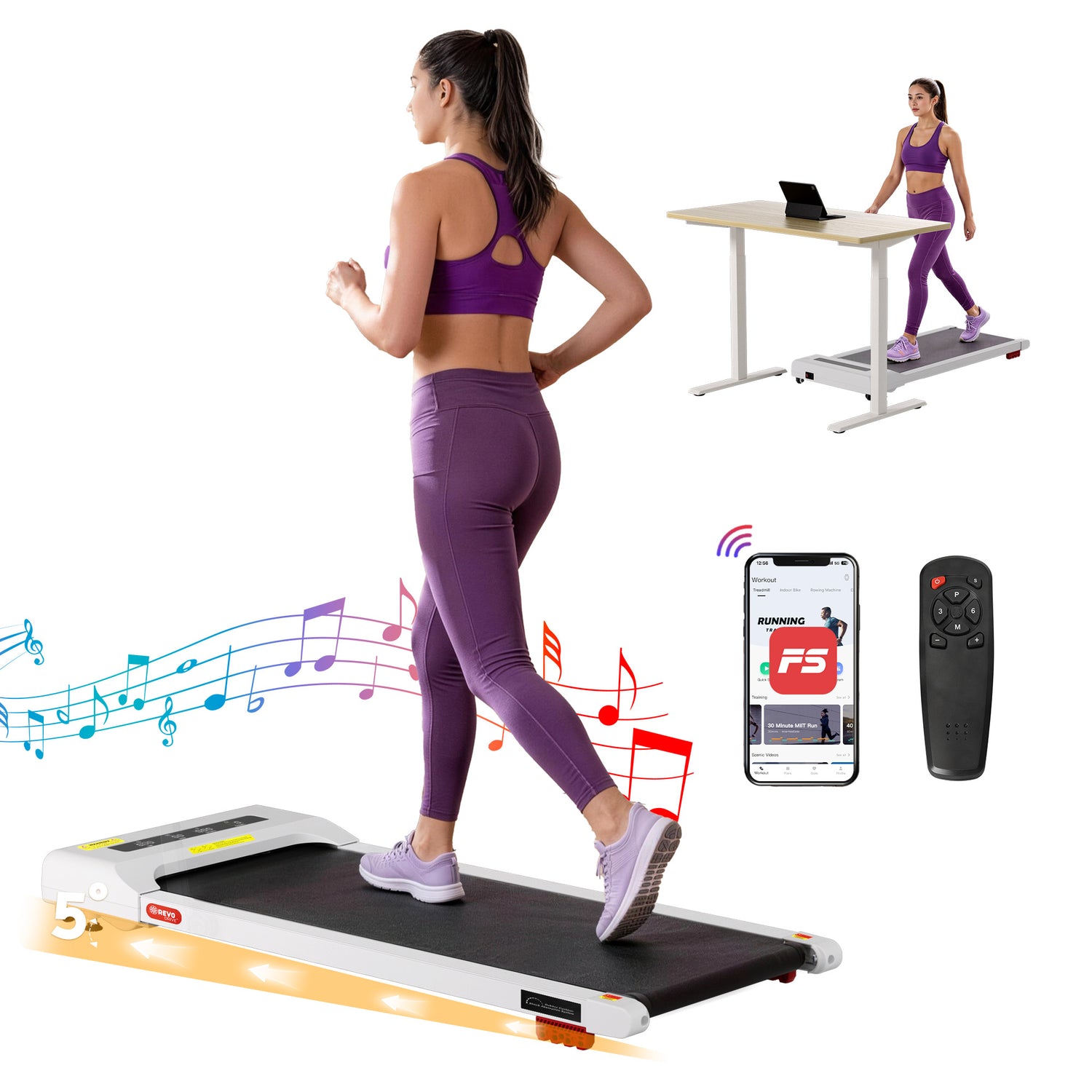 Everfit Treadmill Electric Walking Pad Incline Under Desk Home Gym 380mm White-Sports &amp; Fitness > Exercise, Gym &amp; Fitness > Treadmills-PEROZ Accessories