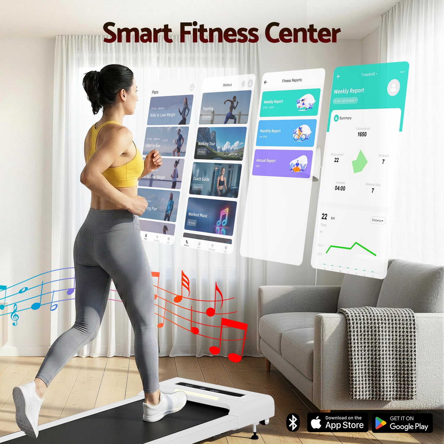 Everfit Treadmill Electric Walking Pad Incline Under Desk Home Gym 380mm White-Sports &amp; Fitness > Exercise, Gym &amp; Fitness > Treadmills-PEROZ Accessories