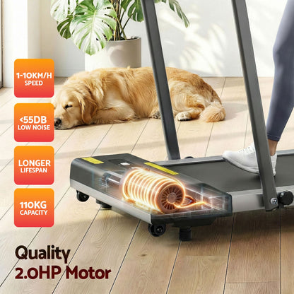Everfit 2 in 1 Treadmill Electric Walking Pad Under Desk Home Gym Fitness 380mm Grey-Walking Pad-PEROZ Accessories