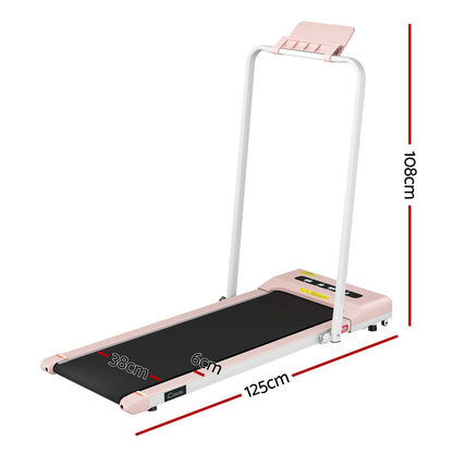Everfit 2 in 1 Treadmill Electric Walking Pad Under Desk Home Gym Fitness 380mm Pink-Walking Pad-PEROZ Accessories