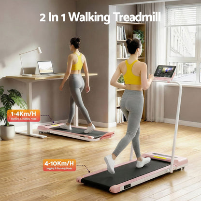 Everfit 2 in 1 Treadmill Electric Walking Pad Under Desk Home Gym Fitness 380mm Pink-Walking Pad-PEROZ Accessories