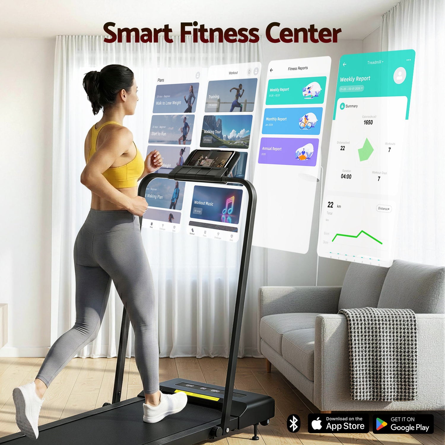 Everfit Treadmill Electric Walking Pad Incline Under Desk 380mm Black-Sports &amp; Fitness > Exercise, Gym &amp; Fitness > Treadmills-PEROZ Accessories