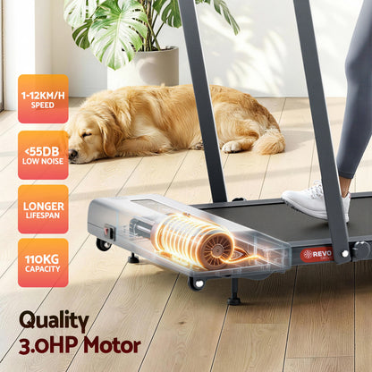 Everfit Treadmill Electric Walking Pad Incline Under Desk 380mm Grey-Sports &amp; Fitness > Exercise, Gym &amp; Fitness > Treadmills-PEROZ Accessories