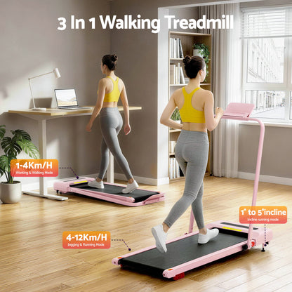 Everfit Treadmill Electric Walking Pad Incline Under Desk 380mm Pink-Sports &amp; Fitness > Exercise, Gym &amp; Fitness > Treadmills-PEROZ Accessories