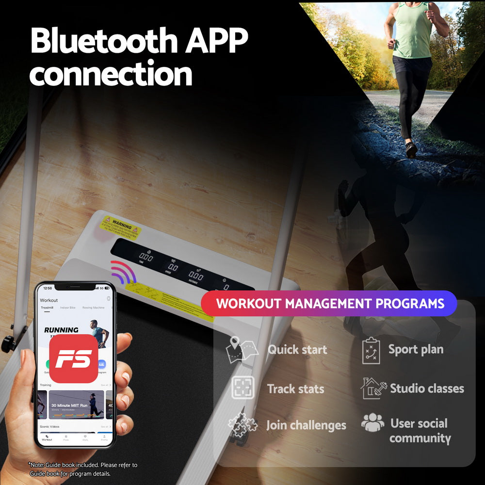 Everfit Treadmill Electric Walking Pad Incline Under Desk 380mm White-Sports &amp; Fitness &gt; Exercise, Gym &amp; Fitness &gt; Treadmills-PEROZ Accessories