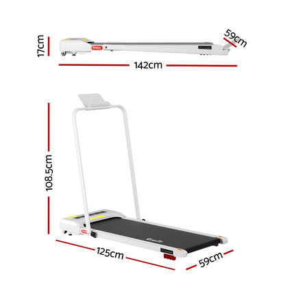 Everfit Treadmill Electric Walking Pad Incline Under Desk 380mm White-Sports &amp; Fitness > Exercise, Gym &amp; Fitness > Treadmills-PEROZ Accessories
