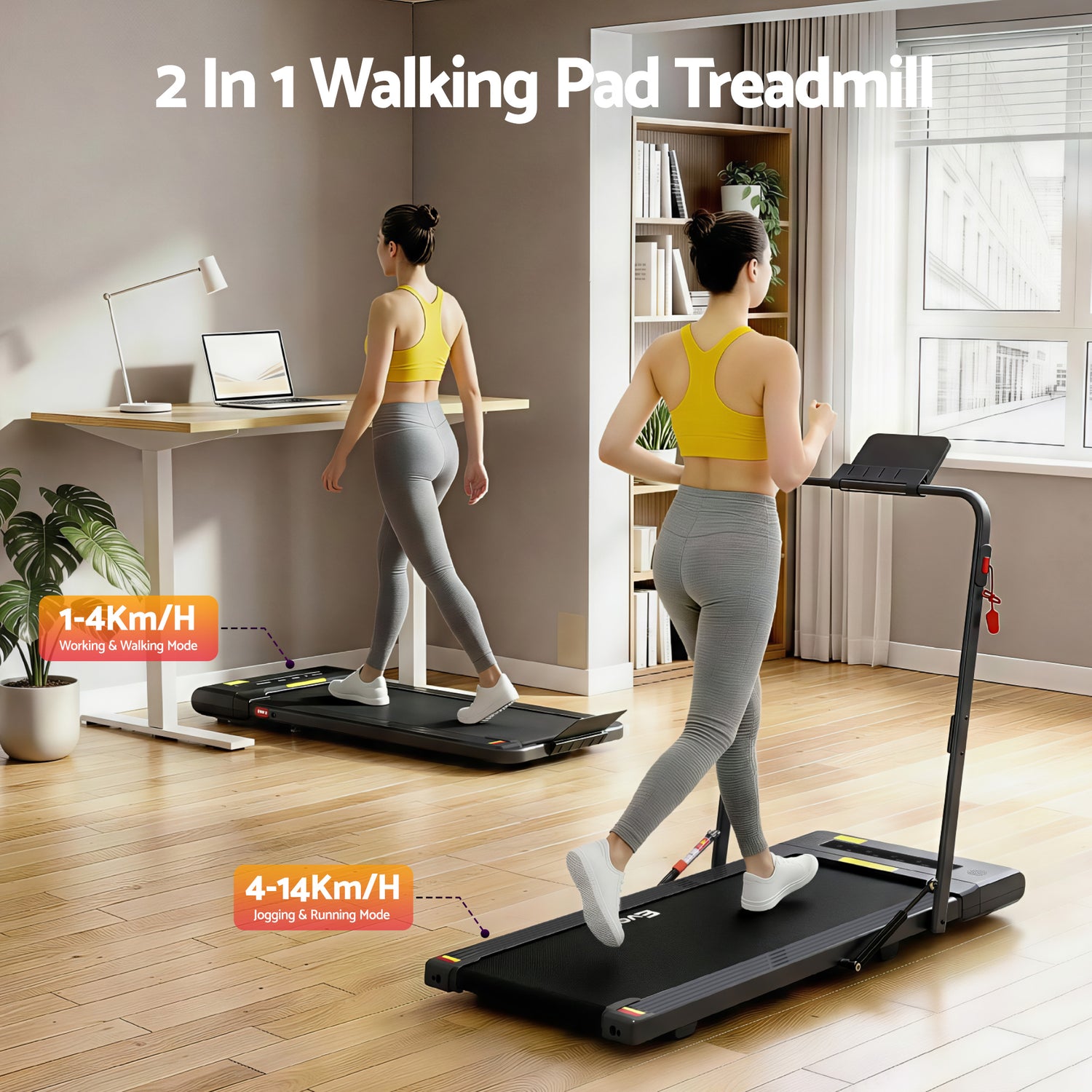 Everfit Treadmill Electric Walking Pad Under Desk Home Gym Fitness 400mm Black-Walking Pad-PEROZ Accessories