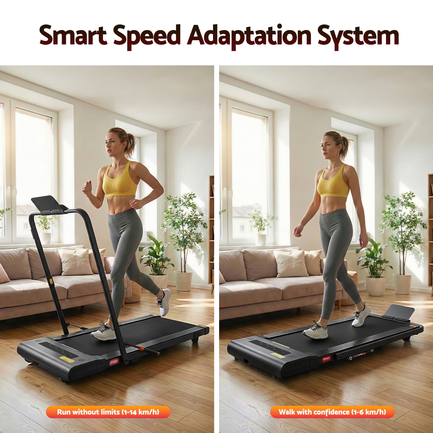 Everfit Treadmill Electric Walking Pad Under Desk Home Gym Fitness 400mm Black-Walking Pad-PEROZ Accessories