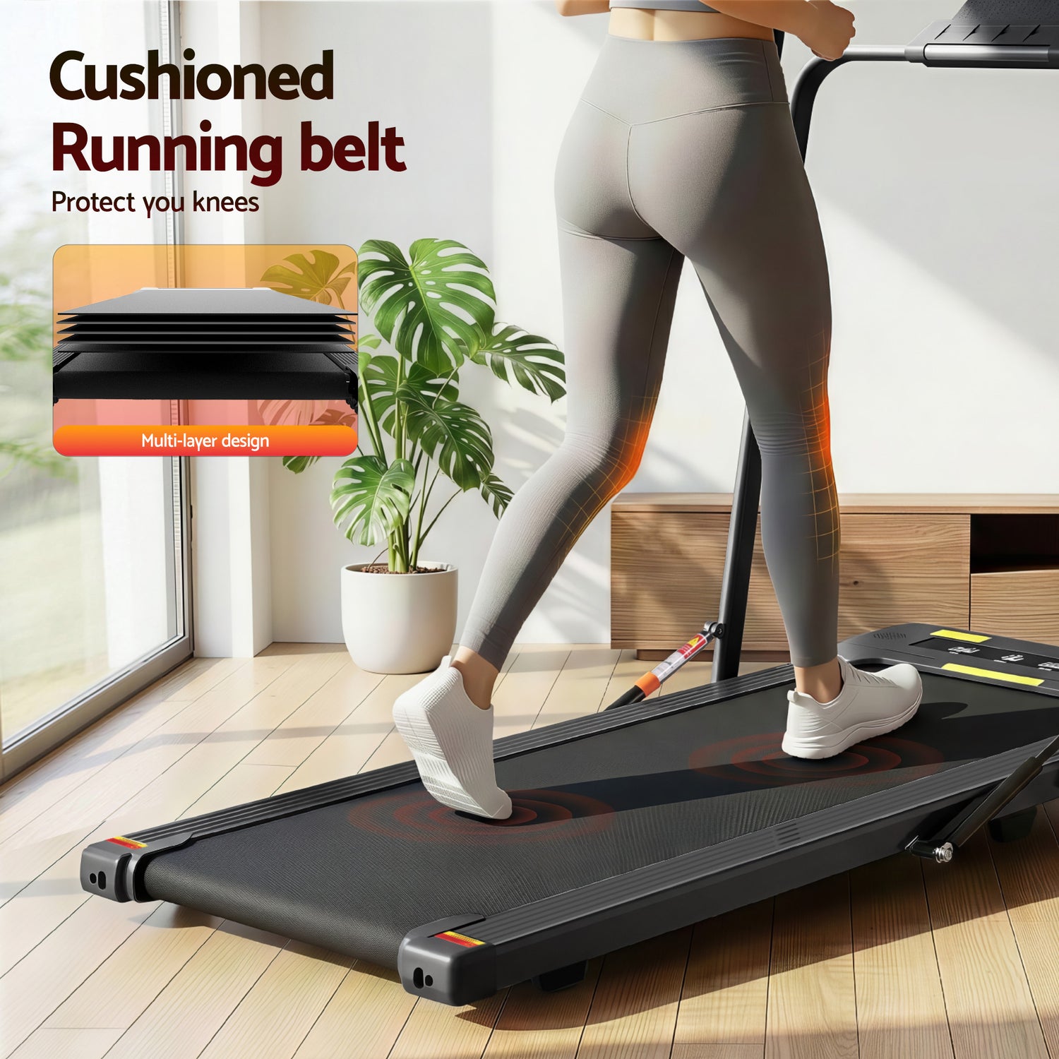 Everfit Treadmill Electric Walking Pad Under Desk Home Gym Fitness 400mm Black-Walking Pad-PEROZ Accessories