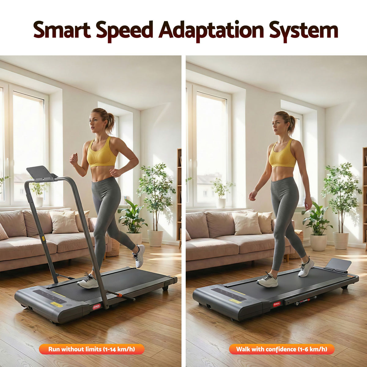 Everfit 2 in 1 Treadmill Electric Walking Pad Under Desk Home Gym Fitness 400mm Grey-Walking Pad-PEROZ Accessories
