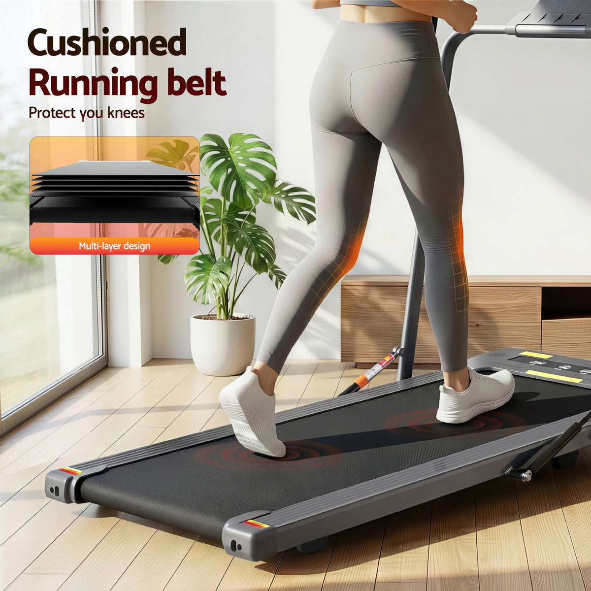 Everfit 2 in 1 Treadmill Electric Walking Pad Under Desk Home Gym Fitness 400mm Grey-Walking Pad-PEROZ Accessories