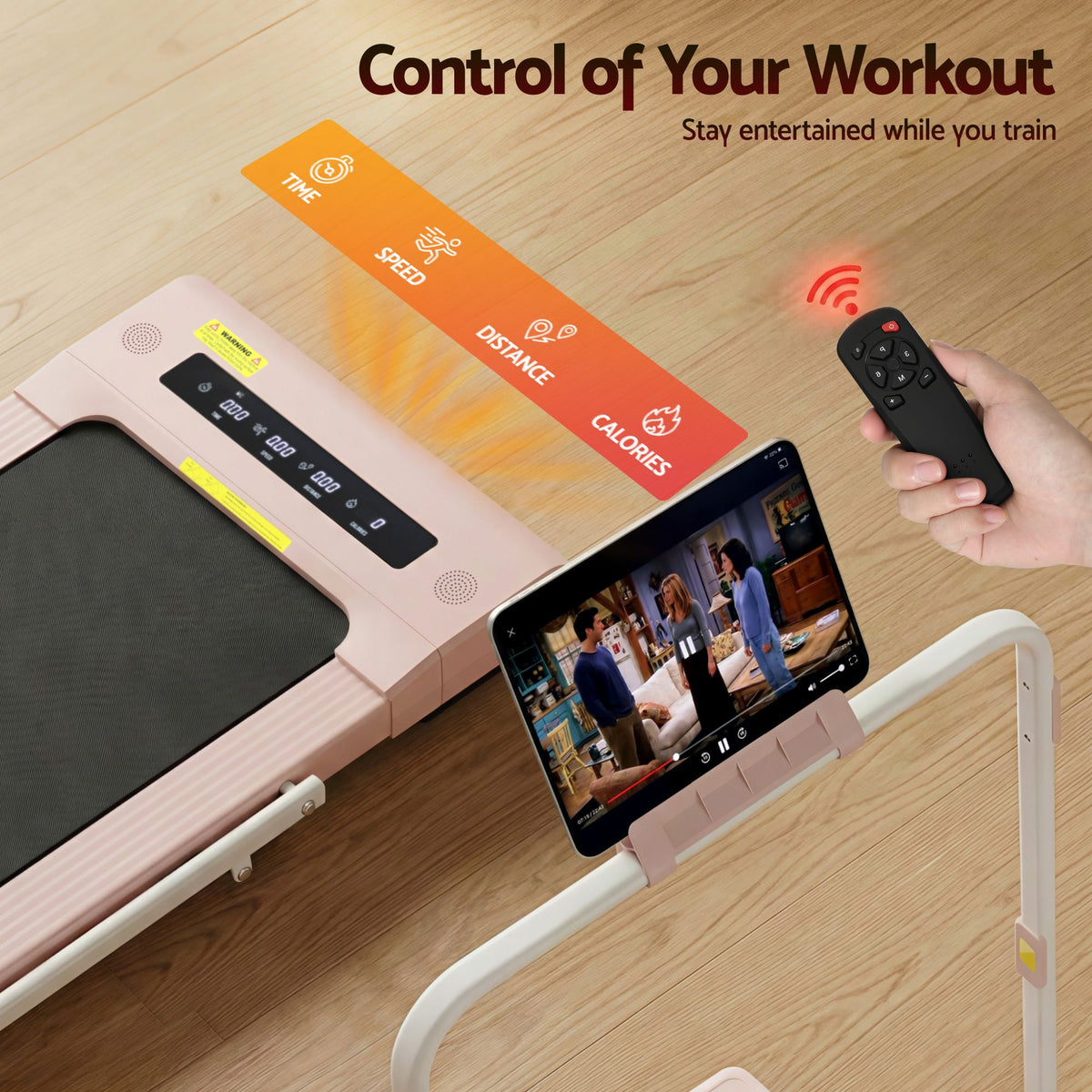Everfit 2 in 1 Treadmill Electric Walking Pad Under Desk Home Gym Fitness 400mm Pink-Walking Pad-PEROZ Accessories