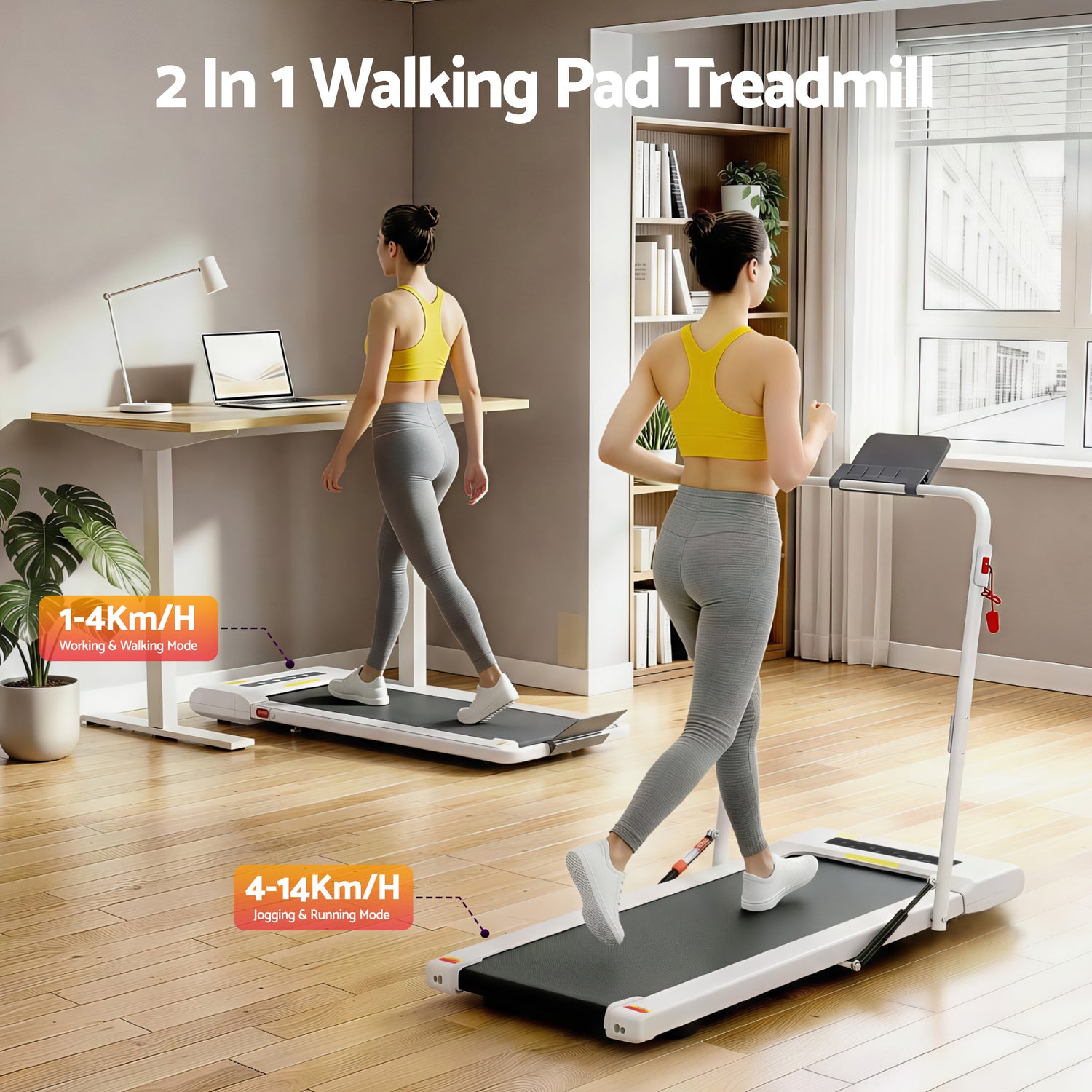 Everfit Treadmill Electric Walking Pad Under Desk Home Gym Fitness 400mm White-Walking Pad-PEROZ Accessories