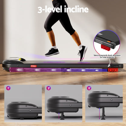 Everfit Treadmill Electric Walking Pad with Incline Under Desk Home Gym Black-Sports &amp; Fitness &gt; Exercise, Gym &amp; Fitness &gt; Treadmills-PEROZ Accessories