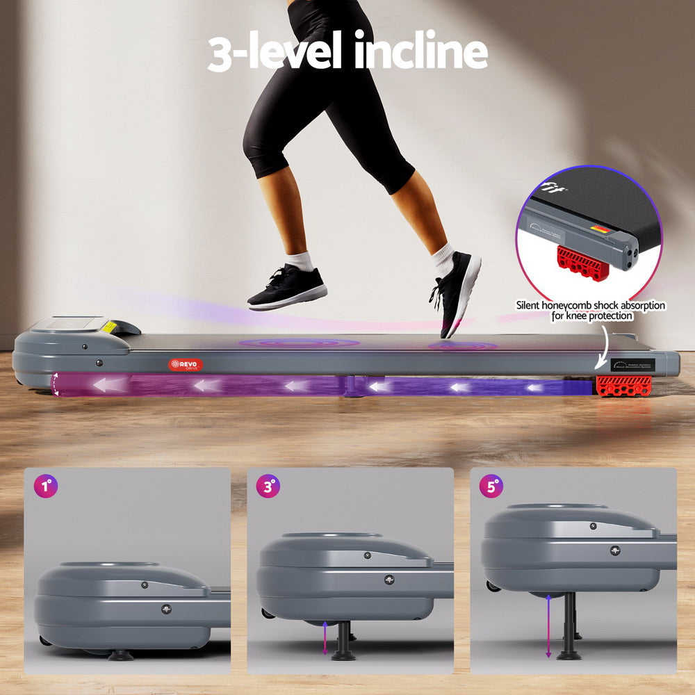 Everfit Treadmill Electric Walking Pad with Incline Under Desk Home Gym Grey-Sports &amp; Fitness &gt; Exercise, Gym &amp; Fitness &gt; Treadmills-PEROZ Accessories