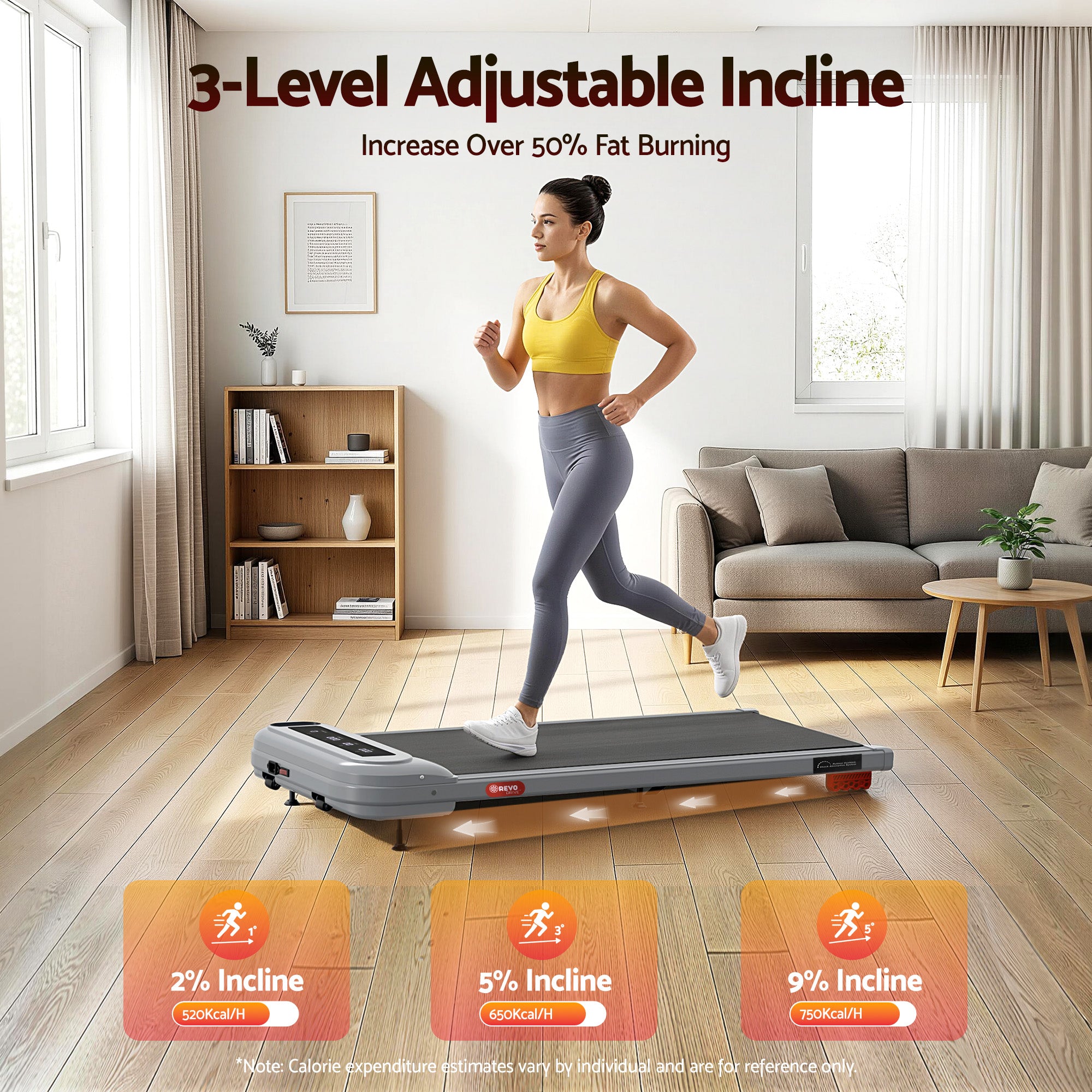 Everfit Treadmill Electric Walking Pad with Incline Under Desk Home Gym Grey-Sports &amp; Fitness > Exercise, Gym &amp; Fitness > Treadmills-PEROZ Accessories