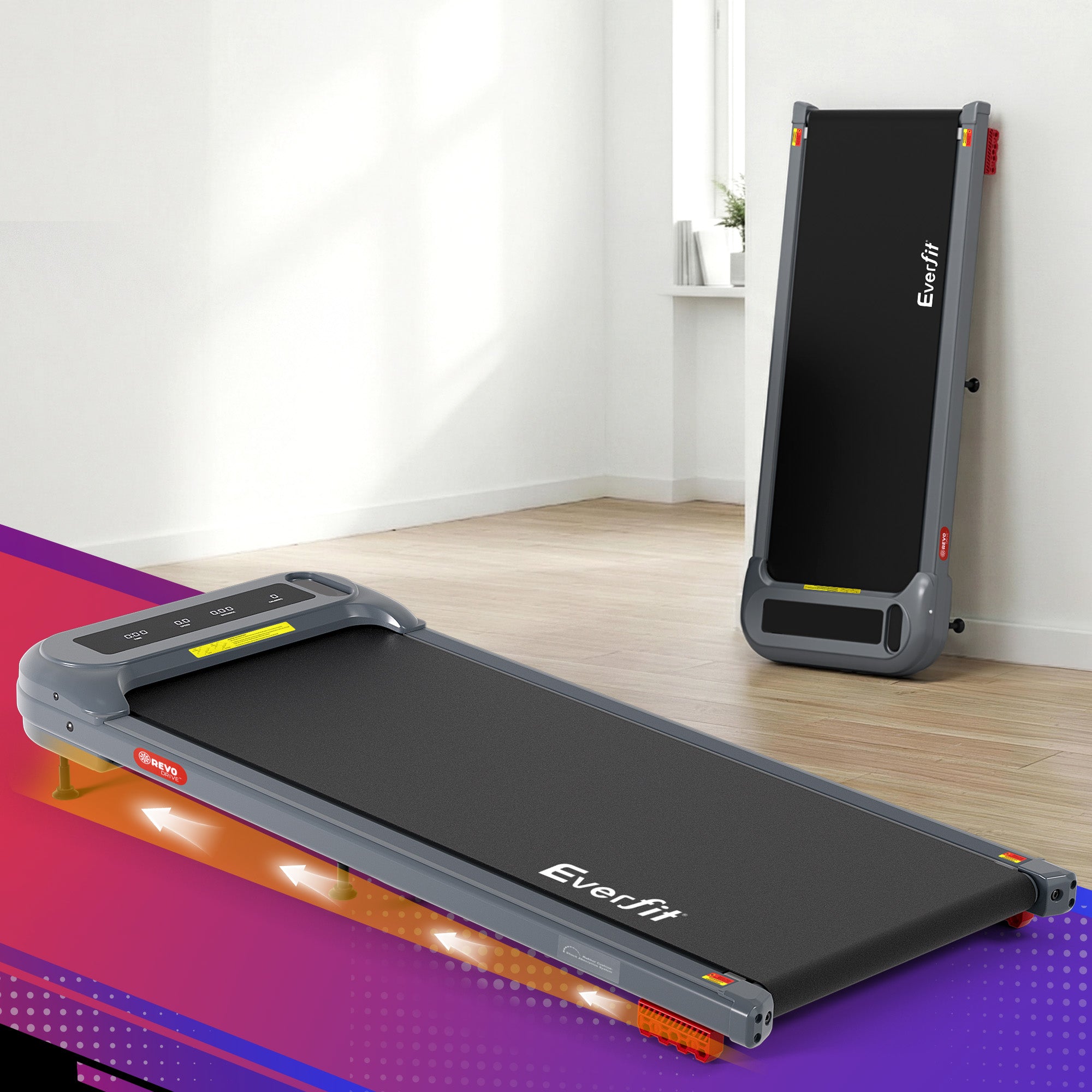 Everfit Treadmill Electric Walking Pad with Incline Under Desk Home Gym Grey-Sports &amp; Fitness > Exercise, Gym &amp; Fitness > Treadmills-PEROZ Accessories