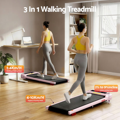 Everfit 3 in 1 Treadmill Electric Walking Pad with Incline Under Desk Home Gym Pink-Sports &amp; Fitness > Exercise, Gym &amp; Fitness > Treadmills-PEROZ Accessories