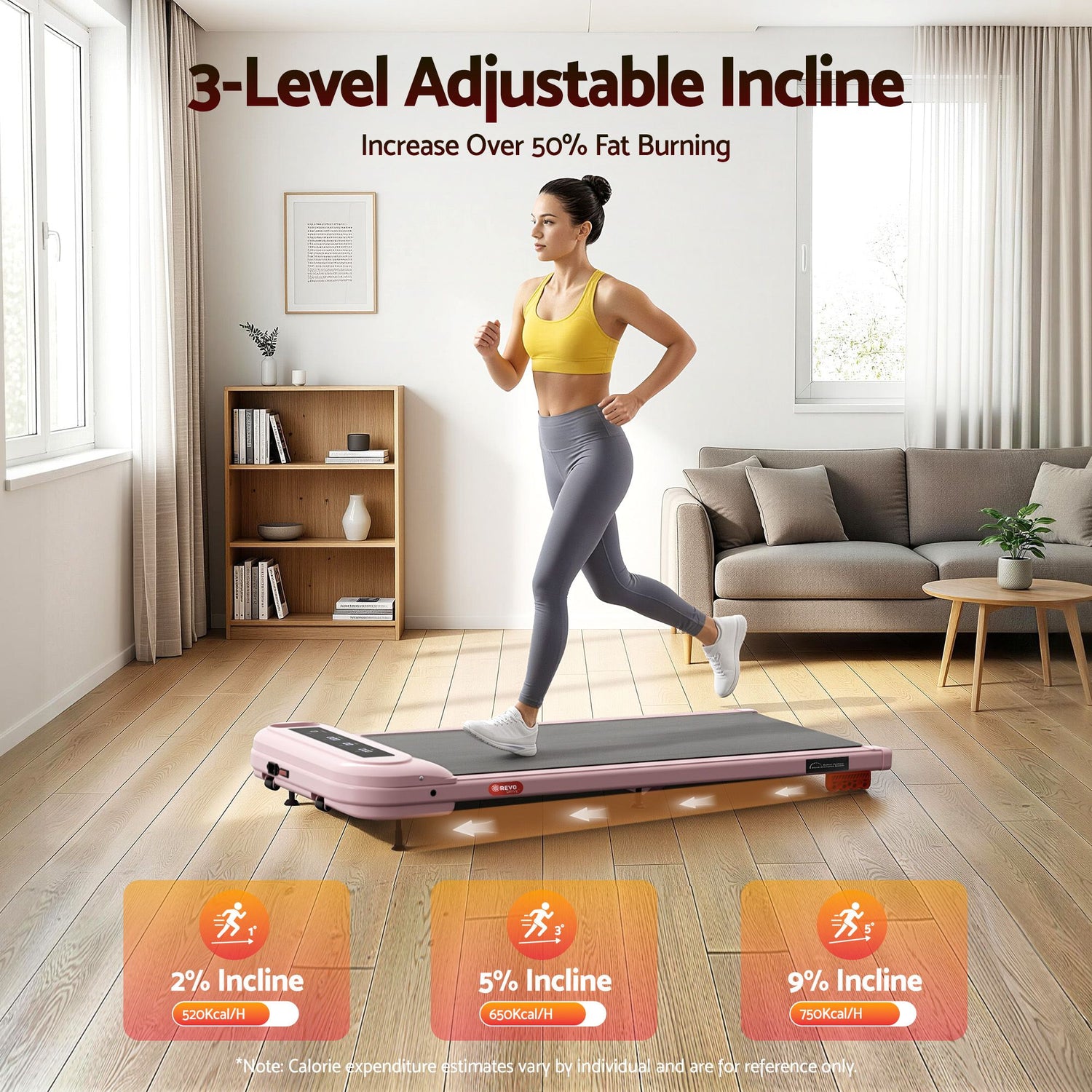 Everfit 3 in 1 Treadmill Electric Walking Pad with Incline Under Desk Home Gym Pink-Sports &amp; Fitness > Exercise, Gym &amp; Fitness > Treadmills-PEROZ Accessories