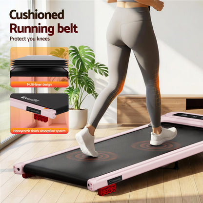 Everfit 3 in 1 Treadmill Electric Walking Pad with Incline Under Desk Home Gym Pink-Sports &amp; Fitness > Exercise, Gym &amp; Fitness > Treadmills-PEROZ Accessories
