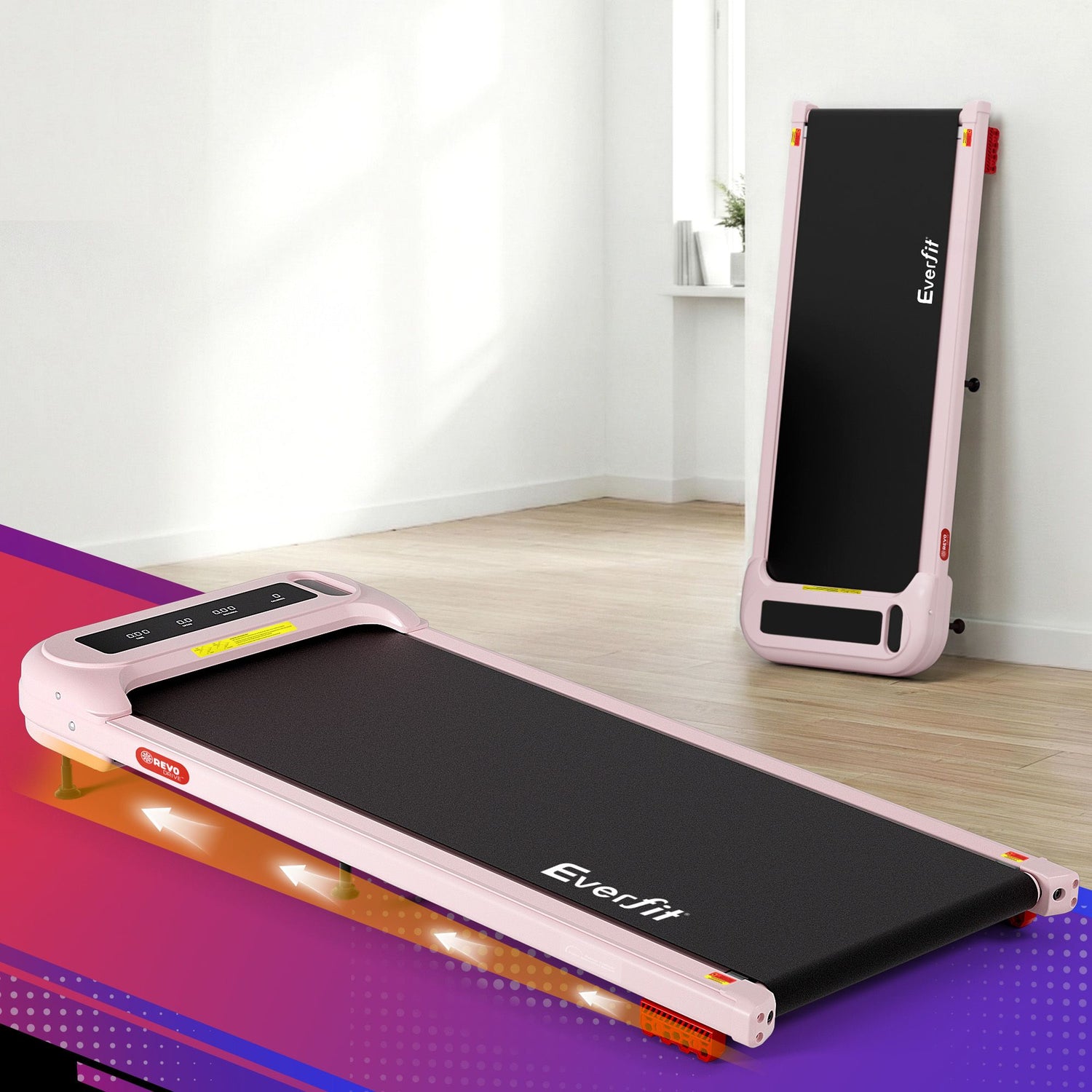 Everfit 3 in 1 Treadmill Electric Walking Pad with Incline Under Desk Home Gym Pink-Sports &amp; Fitness > Exercise, Gym &amp; Fitness > Treadmills-PEROZ Accessories