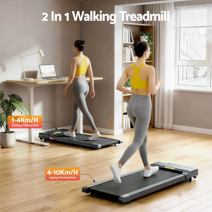 Everfit 2 in 1 Treadmill Electric Walking Pad Under Desk Home Gym Fitness 400mm Grey-Walking Pad-PEROZ Accessories