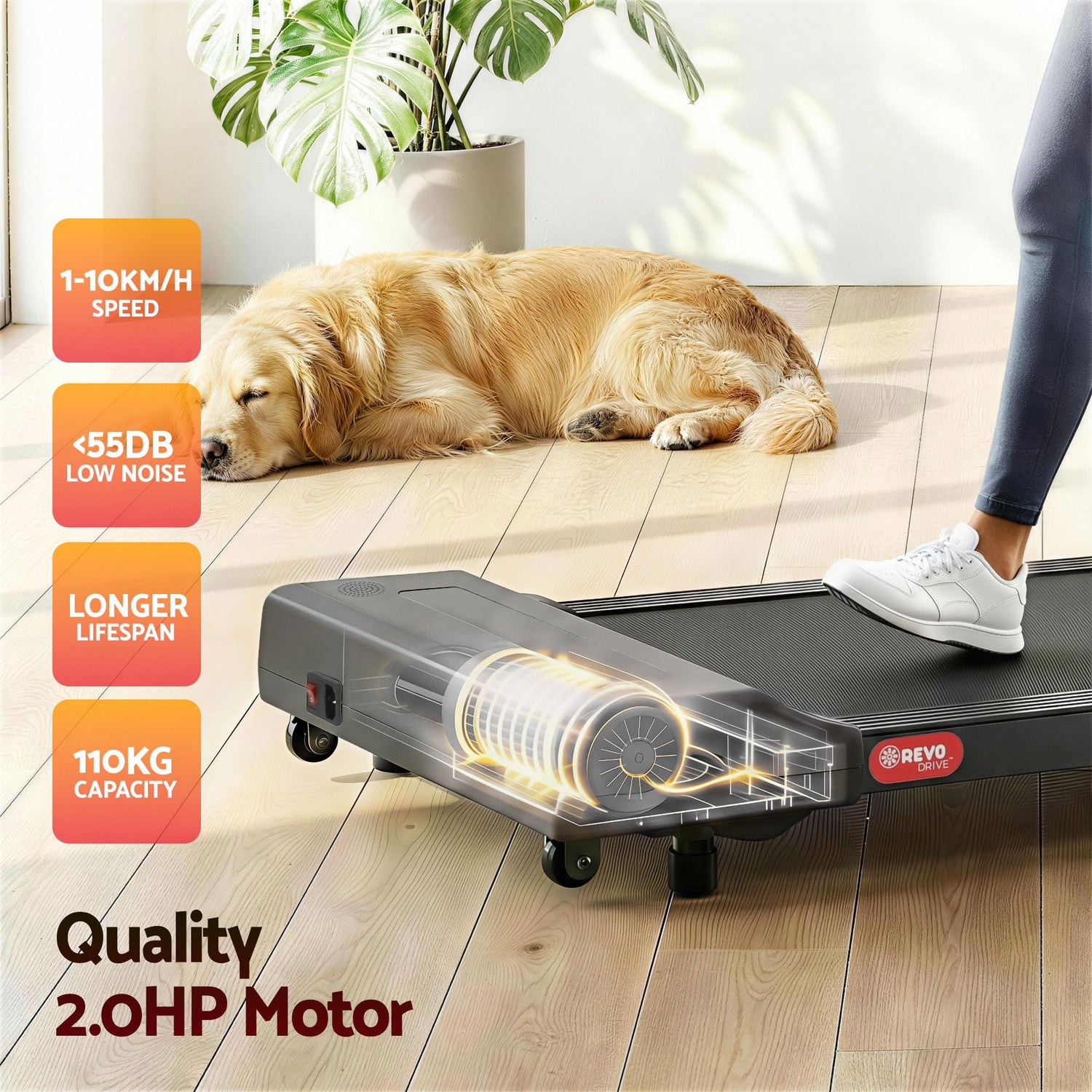 Everfit 2 in 1 Treadmill Electric Walking Pad Under Desk Home Gym Fitness 400mm Grey-Walking Pad-PEROZ Accessories