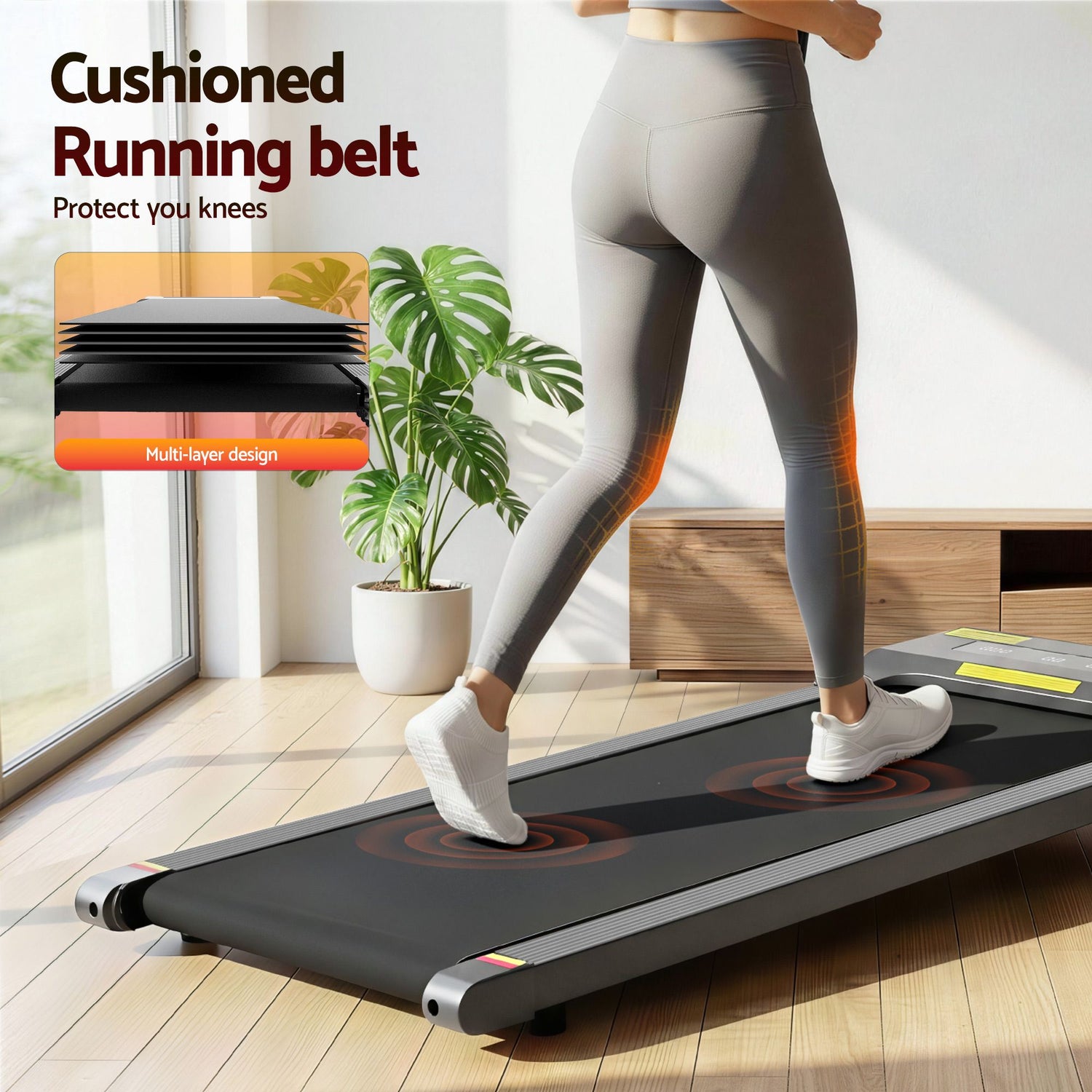 Everfit 2 in 1 Treadmill Electric Walking Pad Under Desk Home Gym Fitness 400mm Grey-Walking Pad-PEROZ Accessories