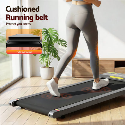Everfit 2 in 1 Treadmill Electric Walking Pad Under Desk Home Gym Fitness 400mm Grey-Walking Pad-PEROZ Accessories