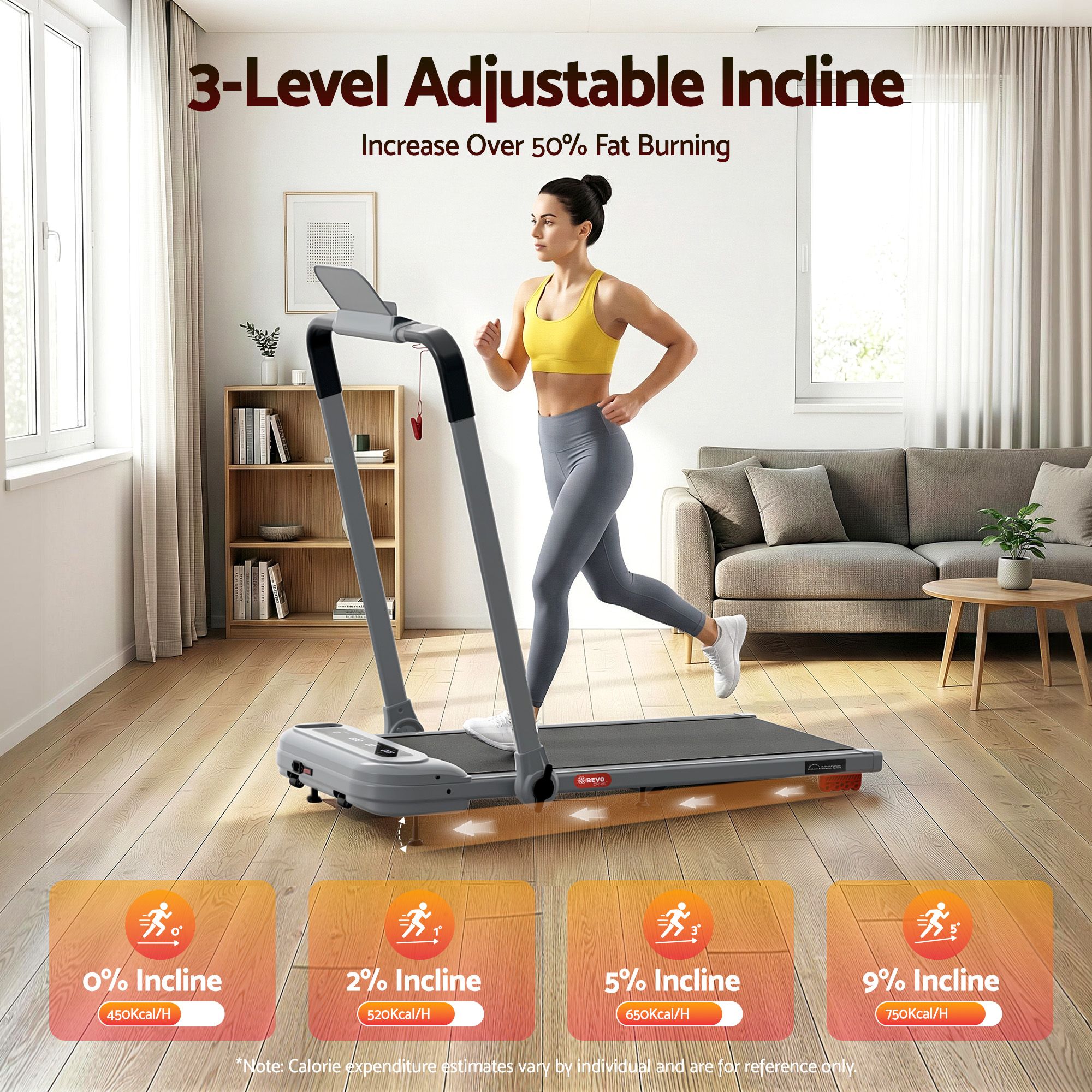 Everfit 3 in 1 Treadmill Electric Walking Pad with Incline Foldable for Home Gym Grey-Sports &amp; Fitness > Exercise, Gym &amp; Fitness > Treadmills-PEROZ Accessories