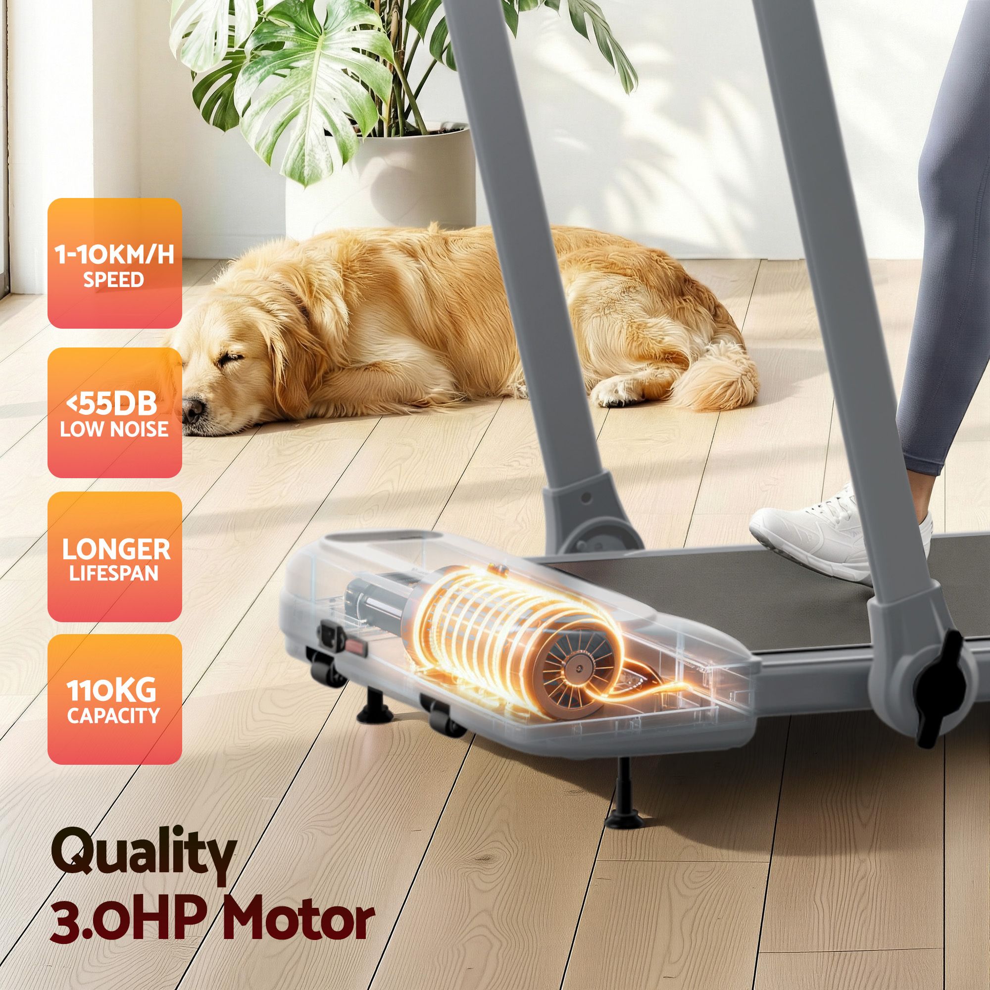 Everfit 3 in 1 Treadmill Electric Walking Pad with Incline Foldable for Home Gym Grey-Sports &amp; Fitness > Exercise, Gym &amp; Fitness > Treadmills-PEROZ Accessories