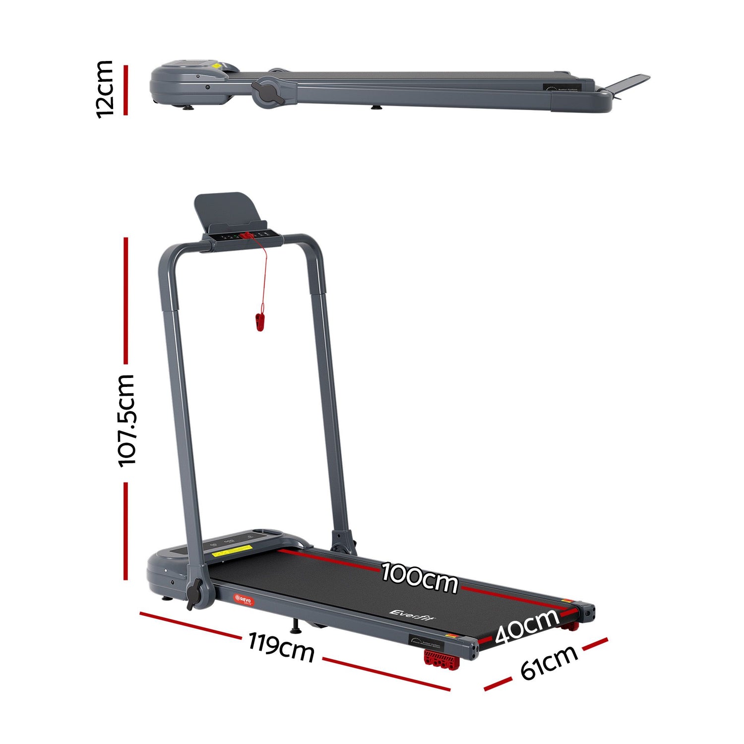 Everfit 3 in 1 Treadmill Electric Walking Pad with Incline Foldable for Home Gym Grey-Sports &amp; Fitness > Exercise, Gym &amp; Fitness > Treadmills-PEROZ Accessories