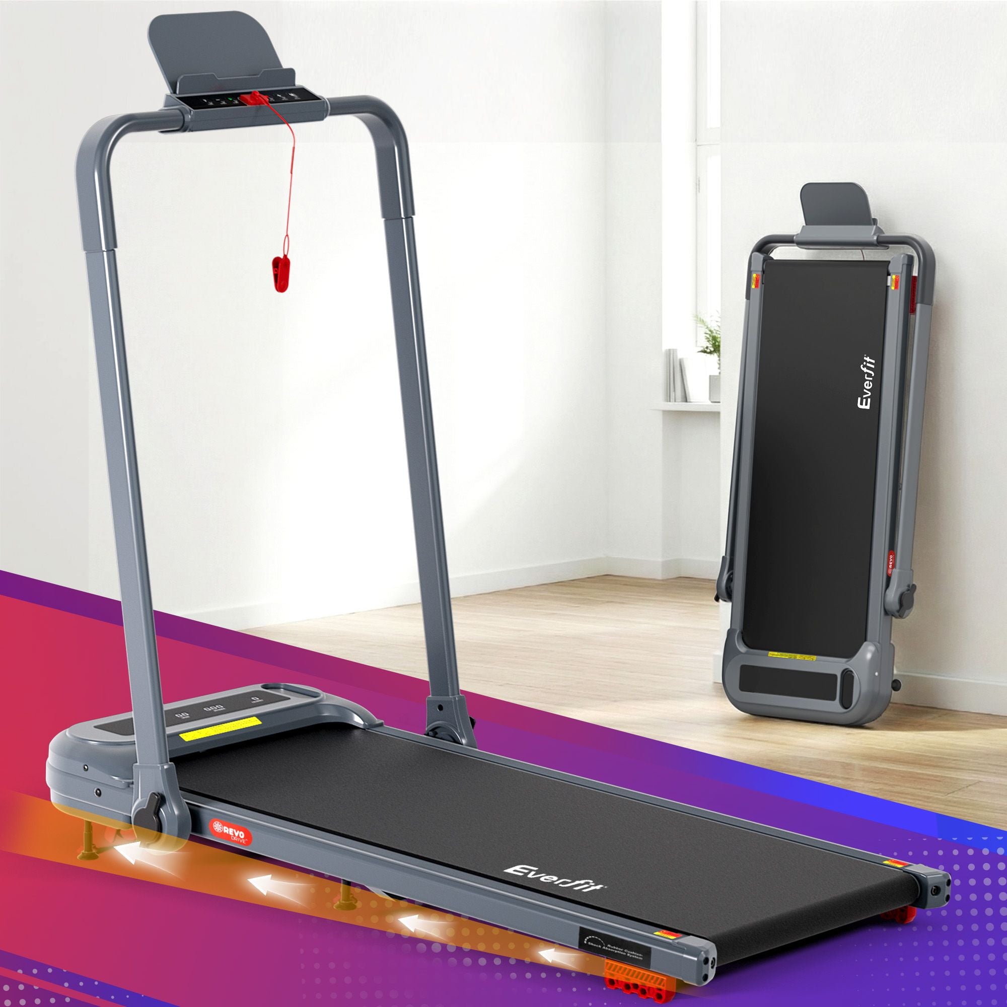 Everfit 3 in 1 Treadmill Electric Walking Pad with Incline Foldable for Home Gym Grey-Sports &amp; Fitness > Exercise, Gym &amp; Fitness > Treadmills-PEROZ Accessories