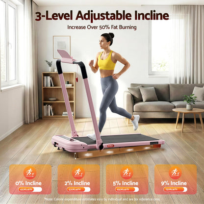 Everfit 3 in 1 Treadmill Electric Walking Pad with Incline Foldable for Home Gym Pink-Sports &amp; Fitness > Exercise, Gym &amp; Fitness > Treadmills-PEROZ Accessories